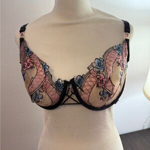 Honey Birdette Pink and Blue Lace Bra